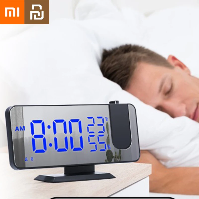 

Зеркальные часы-будильник XiaoMi, светодиодное радио, многофункциональные Проекционные креативные настольные электронные цифровые часы YouPin ...