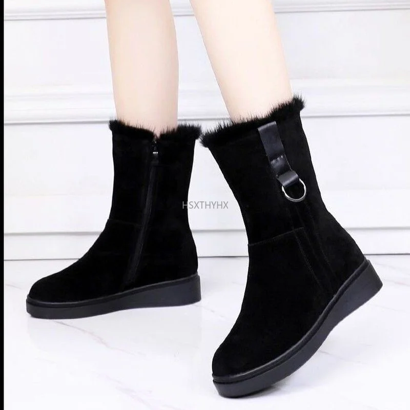 

2021 Winter New Korean Version Plus Velvet Warm Snow Boots Female Short Tube Cotton Boots Zipper Boots Cotton Shoe Winter