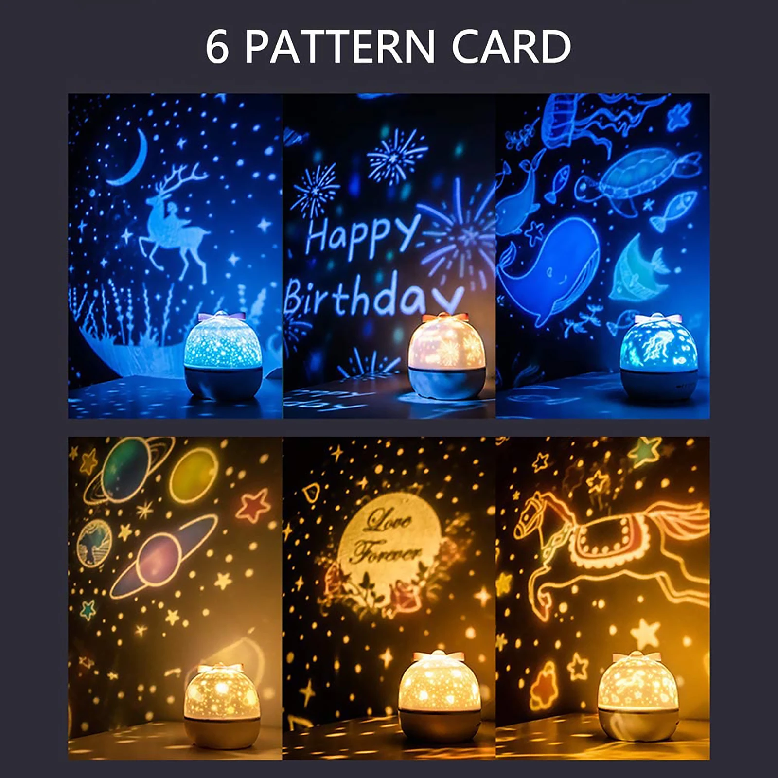 

Sleeping Light Bedroom Bedside Table Lamp Star Sky Projector Lamp Remote Control LED Creative Night Light 6 Sets of Film