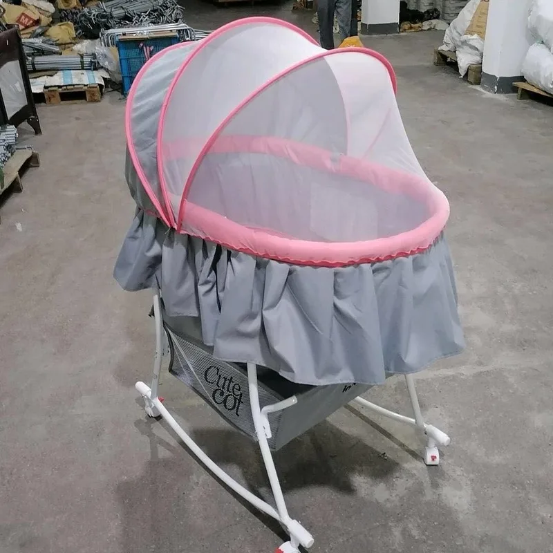 

Baby Rocking Chair Blue Rocking Can Sleep with Mosquito Net Canopy Baby Sleeping Basket
