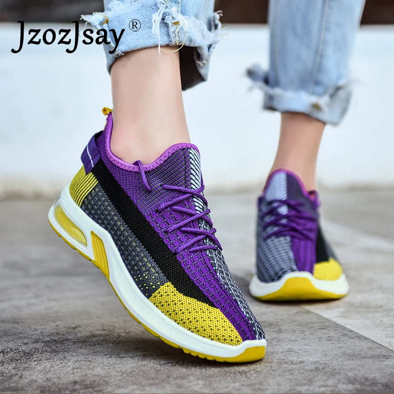 Кроссовки женские на платформе дышащие вязаные шнуровке повседневная обувь для