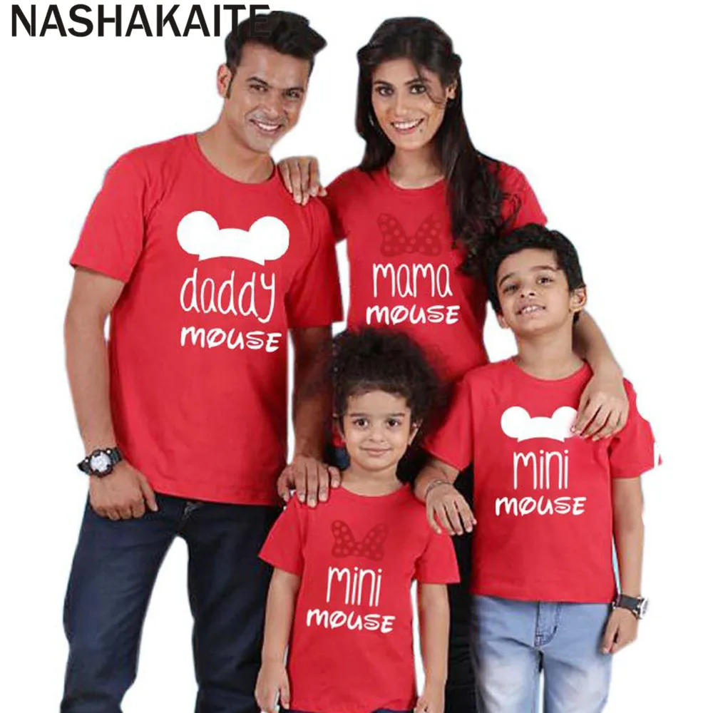 NASHAKAITE/семейная одежда для папы мамы и меня топы с мини мышкой маленьких мальчиков