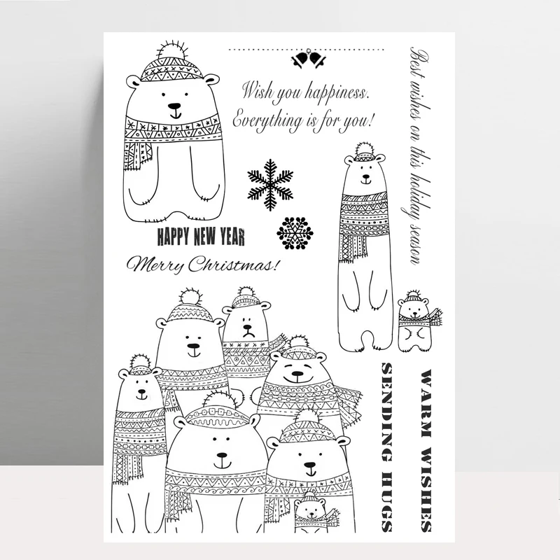 

AZSG Christmas Bear Clear Stamps For DIY Scrapbooking Rubber Stamp/ Seal Paper Craft Clear Stamp Card Making