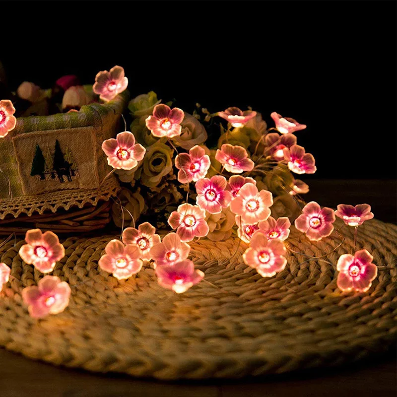 

Cherry Blossom Flower Lights LED String Fairy Lamp Garland Christmas Garden Wedding Party Living Room Home Decoration 1/2/3M