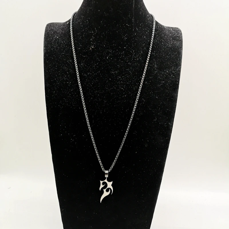 IP черное покрытие нержавеющая сталь пламени узор кулон ожерелье из нержавеющей
