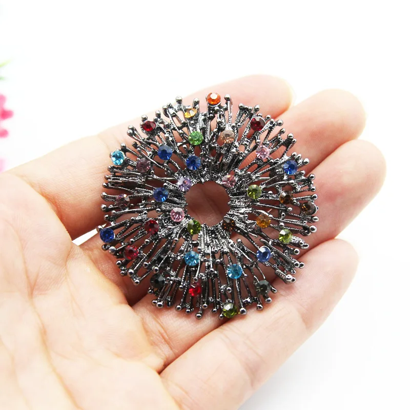 Винтажный сверкающий Многоцветный Кристалл ключ круглая брошь булавки для