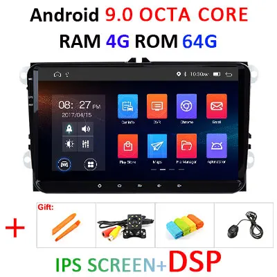 4G+ 64G ips DSP 8 ядерный Android 9,0 автомобильный Радио dvd gps для Volkswagen/VW Golf 5/6 passat/CC/B6/B7 polo Skoda/Seat/Leon мультимедиа - Цвет: 4G 64G IPS DSP