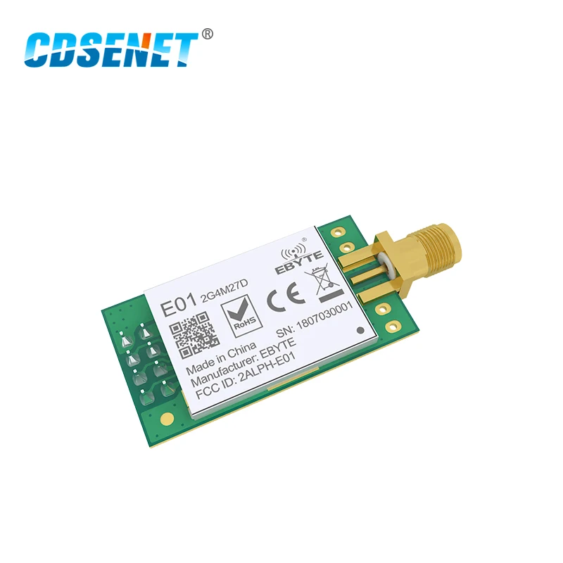 

nRF24L01P 2.4GHz 500mW SPI Wireless Transceiver Module SMA Long Range PA LNA Receiver for VR UAV Home Remote Control E01-2G4M27D