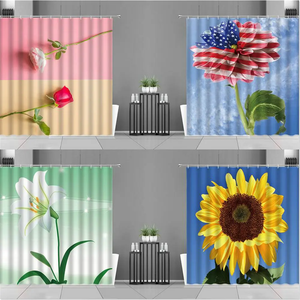 

Занавеска для ванной и душа с принтом в виде желтого подсолнуха