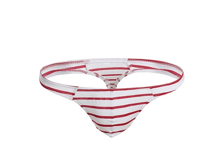 

2021 New Style Brand Men's Sexy T-Back Fashion Men's Gay Underwear Striped G-strings Youth Low Waist Male Cotton Underpants