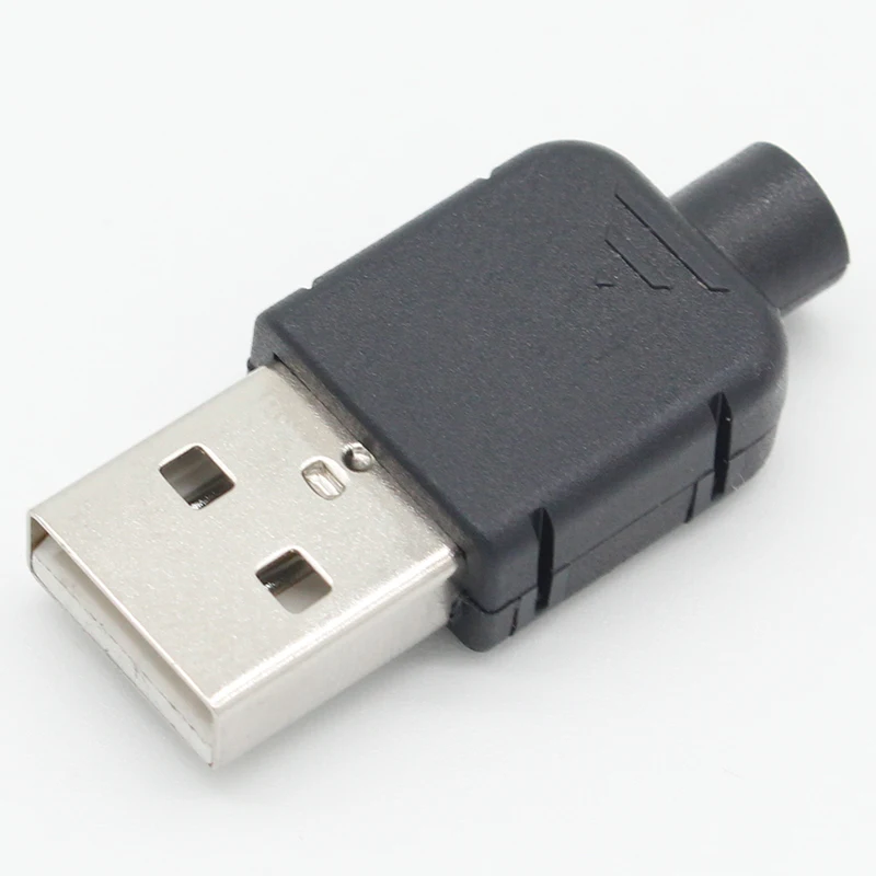 

10 комплектов разъемов USB 2.0 «сделай сам», штекер типа A, 4-контактный адаптер в сборе, розетка типа припоя, черный пластиковый корпус для подключения данных