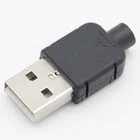 10 комплектов сделай сам, USB 2,0, разъем типа А, штекер, 4 контакта, сборный адаптер, гнездо, паяльный тип, Черный Пластиковый корпус для подключения данных