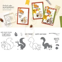 nuts about squirrels metal cutting dies silicone stamp scrapbooking new make photo album card diy paper embossing craft supplies