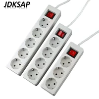 2 round pin eu plug 3m extension cable socket 250v 10a 345 outlet ac power strip socket charger wall socket with switch