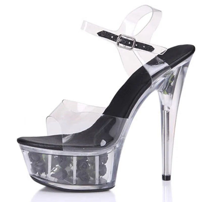 

Pole Dance Women High Heels Platform Transparent Stiletto Nightclub Model Catwalk Sandals Fashion Sexy Ladies Single Shoes 15cm