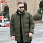 Зимняя мужская размера плюс пуховик утепленная куртка теплая пуховая куртка с капюшоном размера плюс 10XL 9XL 8XL 7XL пуховик