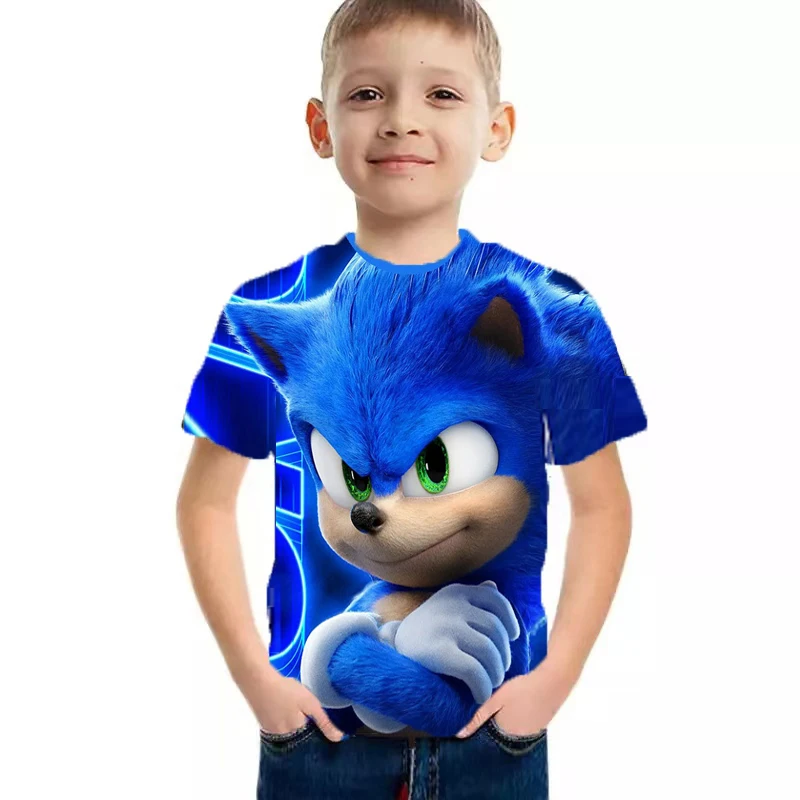 

Summer Boys 3D Printed Movie Sonic O-Neck T-shirt Blue Hedgehog Girls Streetwear Children Kids Clothes Baby Funny Fashion Tshirt