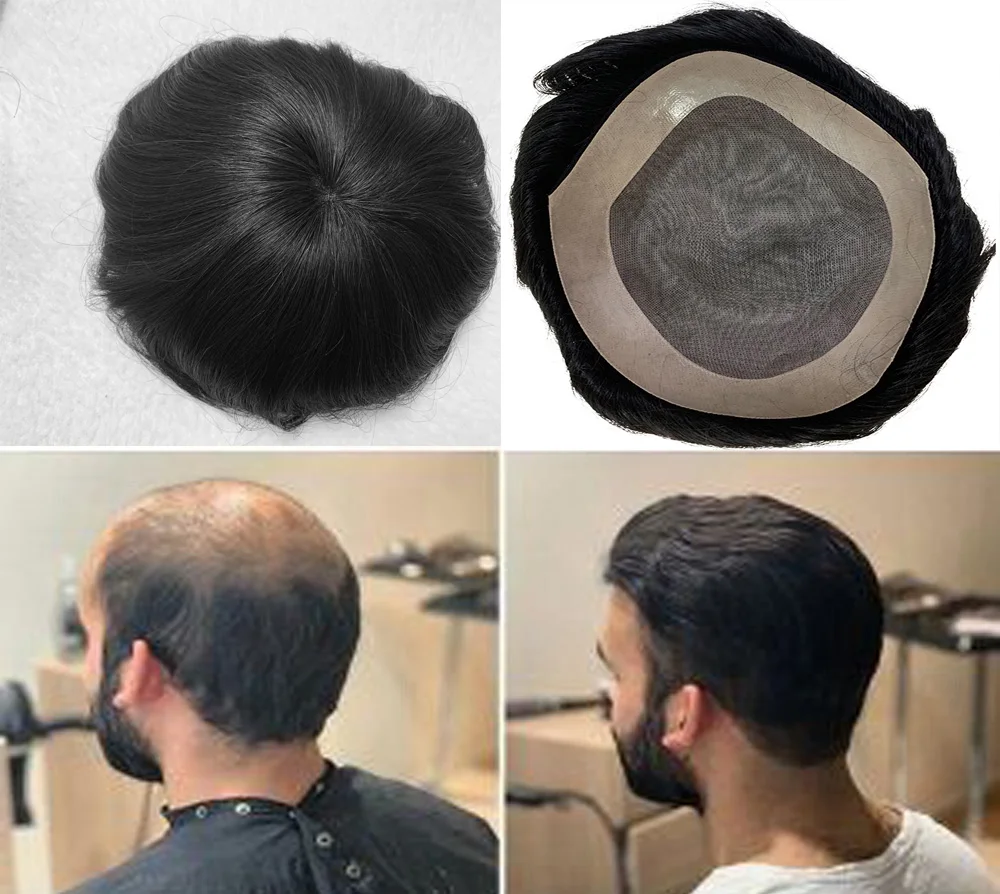 BYMC Human hairmen toupee Apollo , tsingtaowigs prosthesis , hair piece hair replacement Lace With PU 5*7 8*10