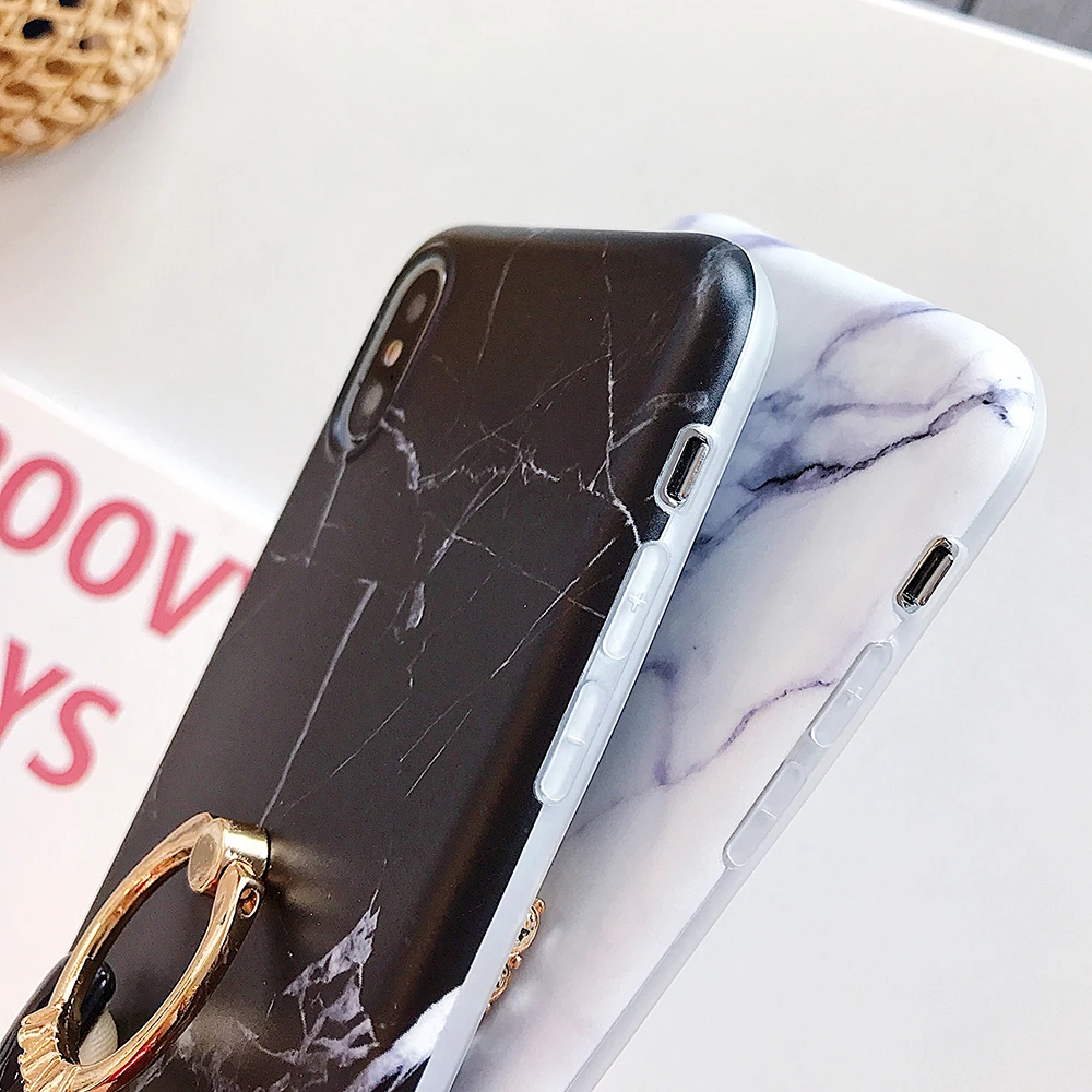 Роскошный lovecom треснутый мрамор чехол для телефона для iPhone 11 Pro Max XS Max XR 6 6S 7 8 Plus X Мягкая задняя крышка с кольцом для пальца