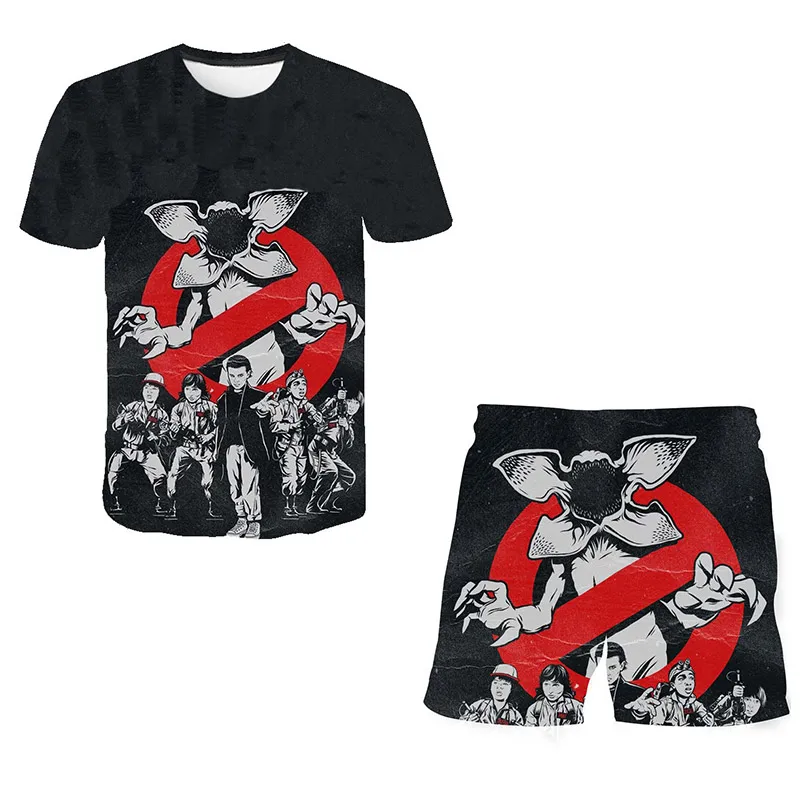 

Stranger Things Suits T Shirt And Short Children Sets Top+shorts 2pcs Sets Children Clothing Sets Boys Girls 3d Print Polyester