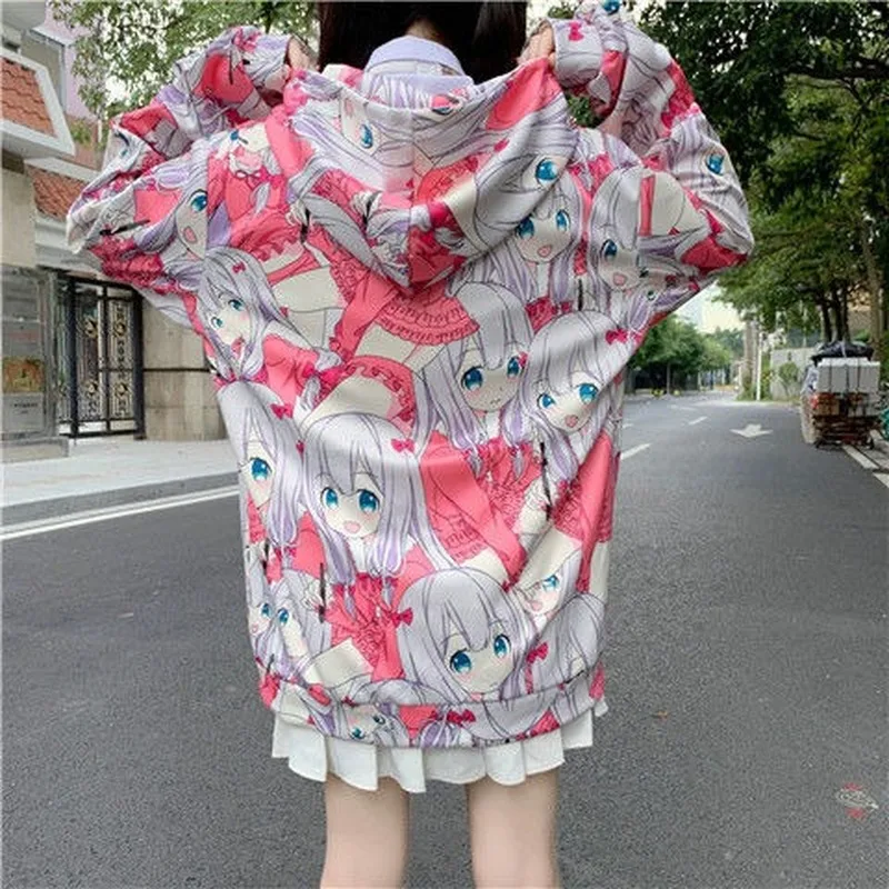 

Autumn Anime Hoodie Fashion Kawaii Print Zip Up Hoodies Streetwear Harajuku Sweatshirt Korean Style Cute Women Hoodies