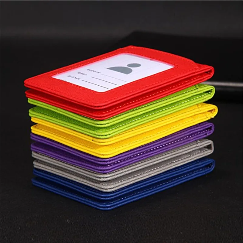 

Solid ID Card Holder Wallet Halter Student Bus Card Cover Multifunction Card Bag Money Coin Purse Zipper Pouch Hanging Neck Pu