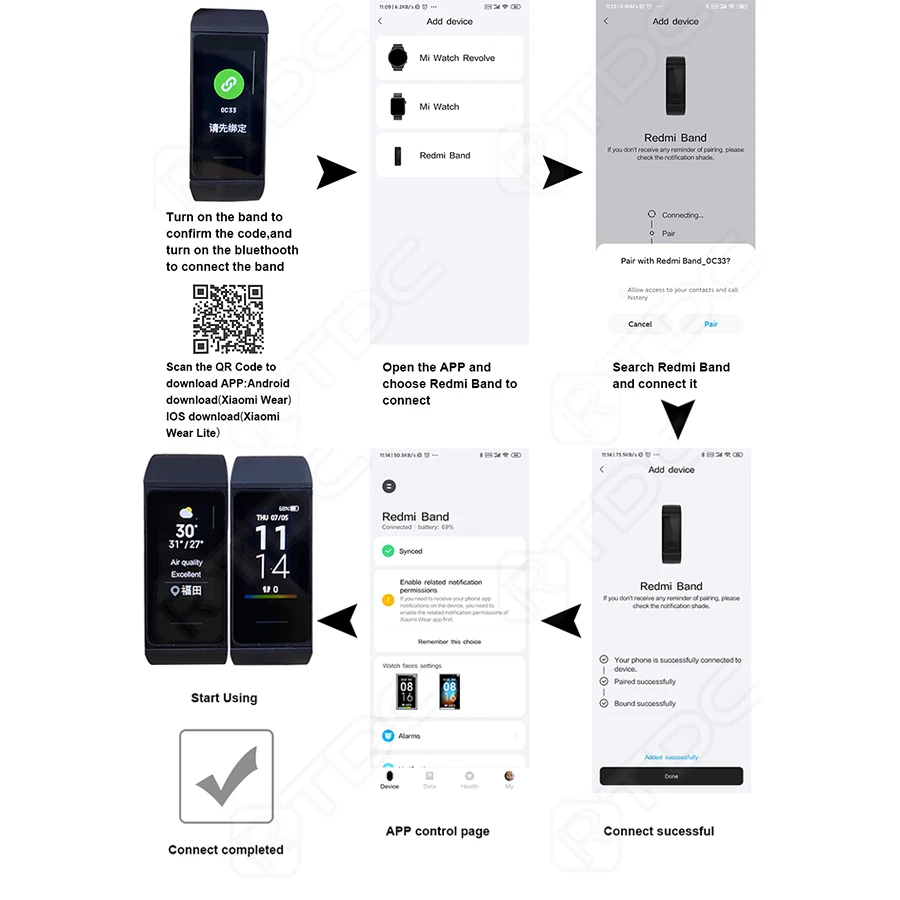 Смарт-браслет Xiaomi Redmi Band с пульсометром спортивный монитор Bluetooth 5 0