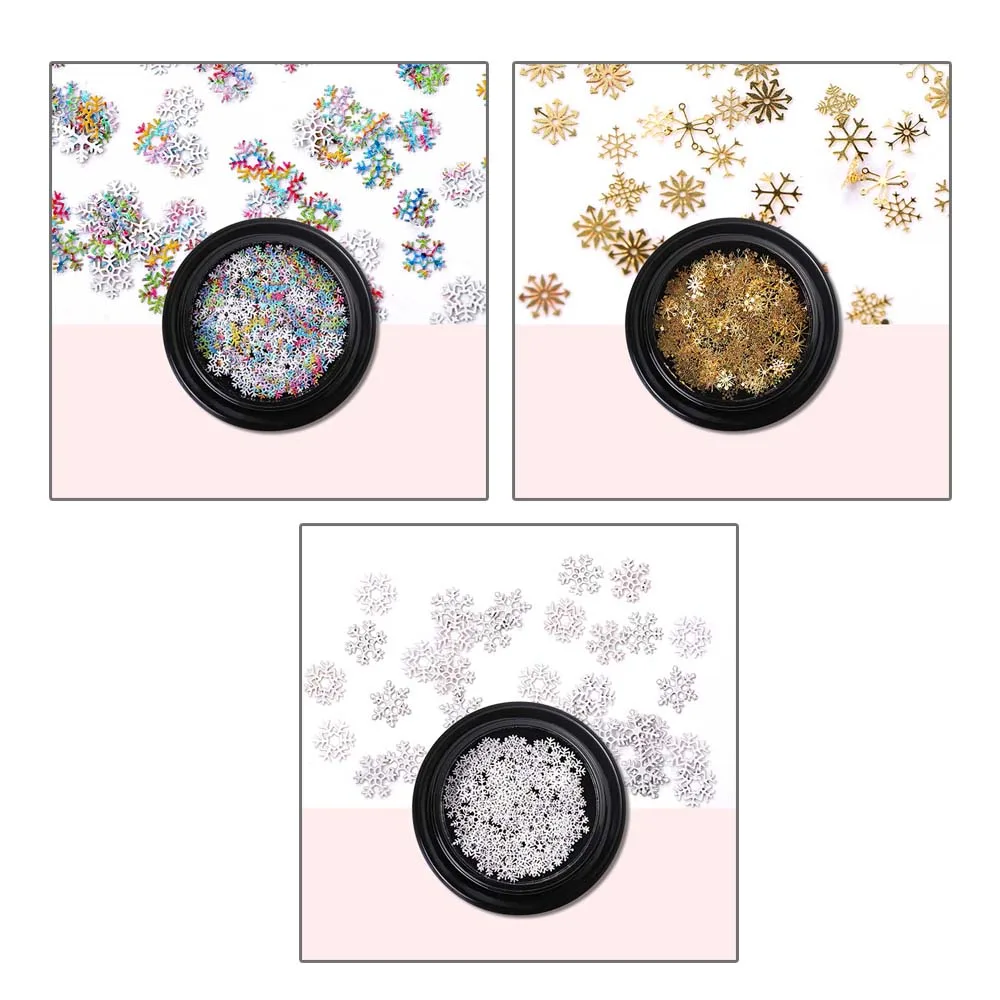 1 Bottle Christmas Nail Art DIY Snowflakes Metal Sequins Winter Snow Iridescent Flakes Decorations For Nails | Красота и здоровье