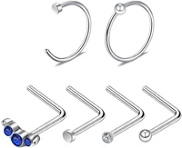 6pcs 18g20g 316l stainless steel l shaped cz nose nose hoop piercing nose stud earrings jewelry