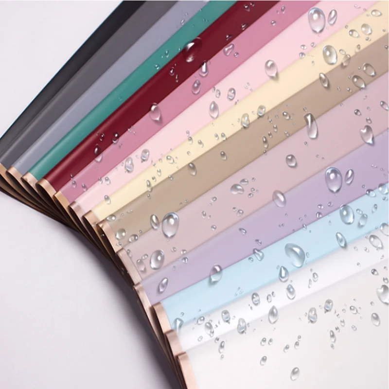 20PCS Golden Border Bouquet Wrapping Paper Translucency Waterproof Wrap Florist Pack Material Wedding Decorations Supplies - купить по