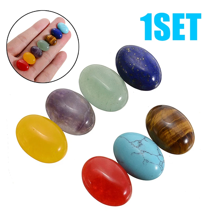 Набор из 7 цветов чакры гравированный кварц для лечения кристаллический камень