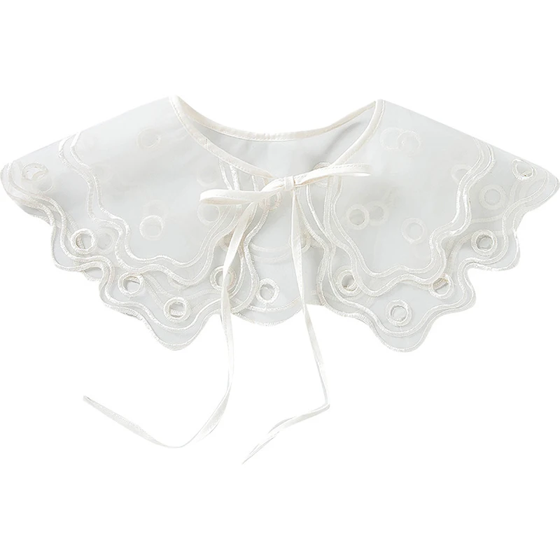 

Double Layer Ruffles Fake Collar Shoulder Wrap Lolita Applique Neckband Collar Fabric Japan style Doll Elegant Lace Collarband