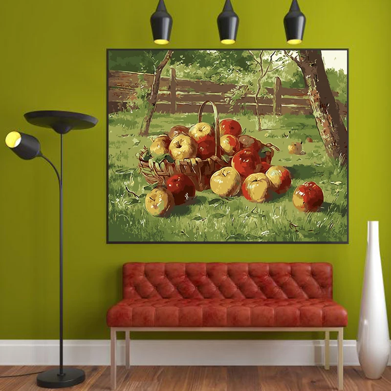 Картина по номерам картины маслом ручной работы фруктовый кофе красное яблоко