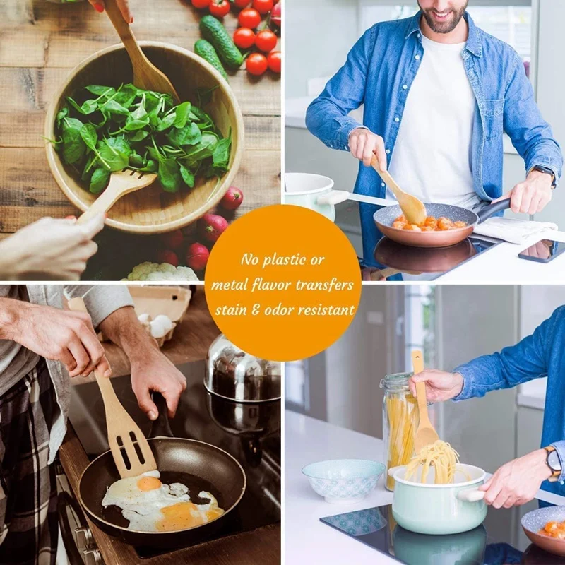 Набор бамбуковых кухонных принадлежностей-ложки для приготовления пищи 6 шт.