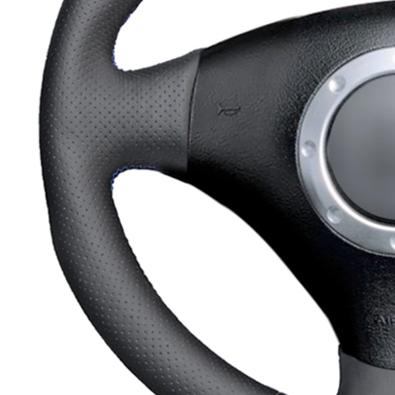 Сшитая вручную черная оплетка рулевого колеса из натуральной кожи для Audi A3 2000-2003