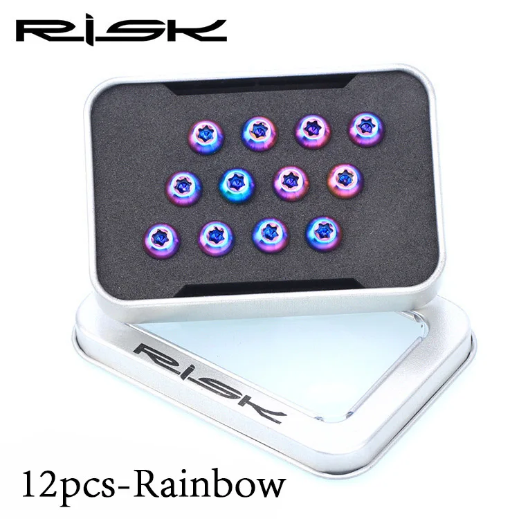 Rainbow Риск 12 шт./лот M5* 10 мм Велосипедный тормозной диск болты титановые сплав MTB Горный Дорожный велосипед сверхлегкие велосипедные винты части велосипеда - Цвет: Rainbow