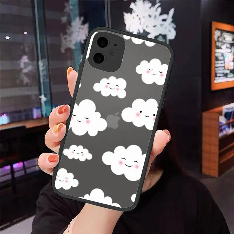 

Cartoon clouds blue cute lovely Phone Cases Matte Transparent for iPhone 7 8 11 12 s mini pro X XS XR MAX Plus cover funda