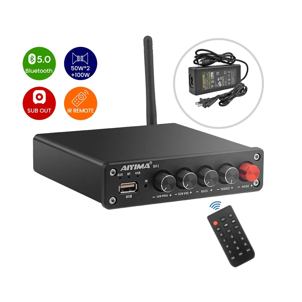 AIYIMA B01 Bluetooth усилитель звука сабвуфер усилители мощности HIFI Цифровой стерео USB