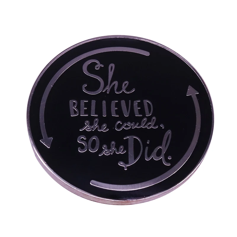 Р. С. Круглая черная брошь с эмалью в виде серая булавка|Броши| |