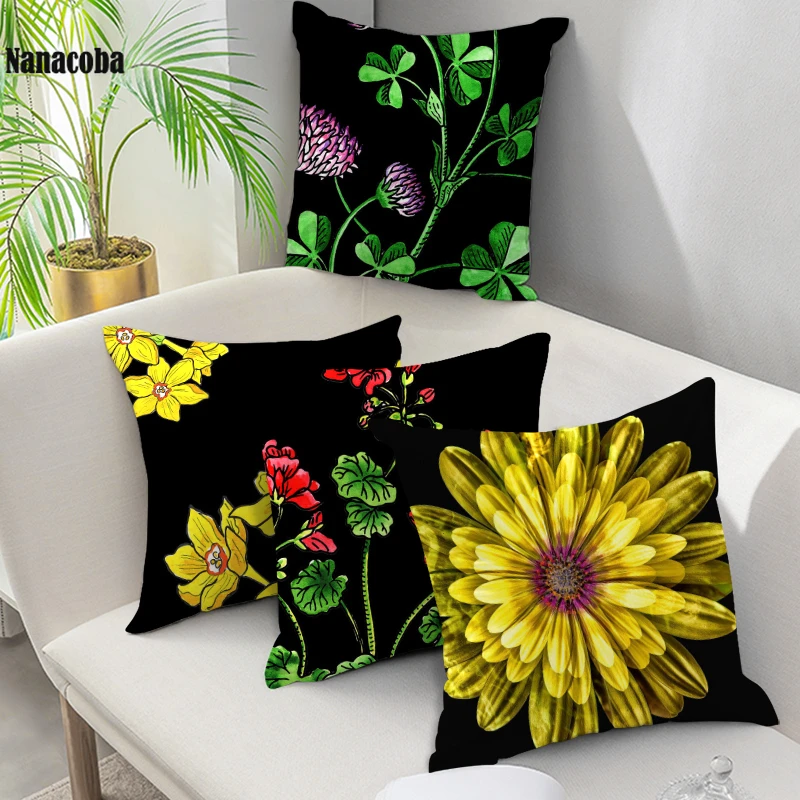 Наволочки с цветущими черными растениями наволочки для подушек чехол спальни