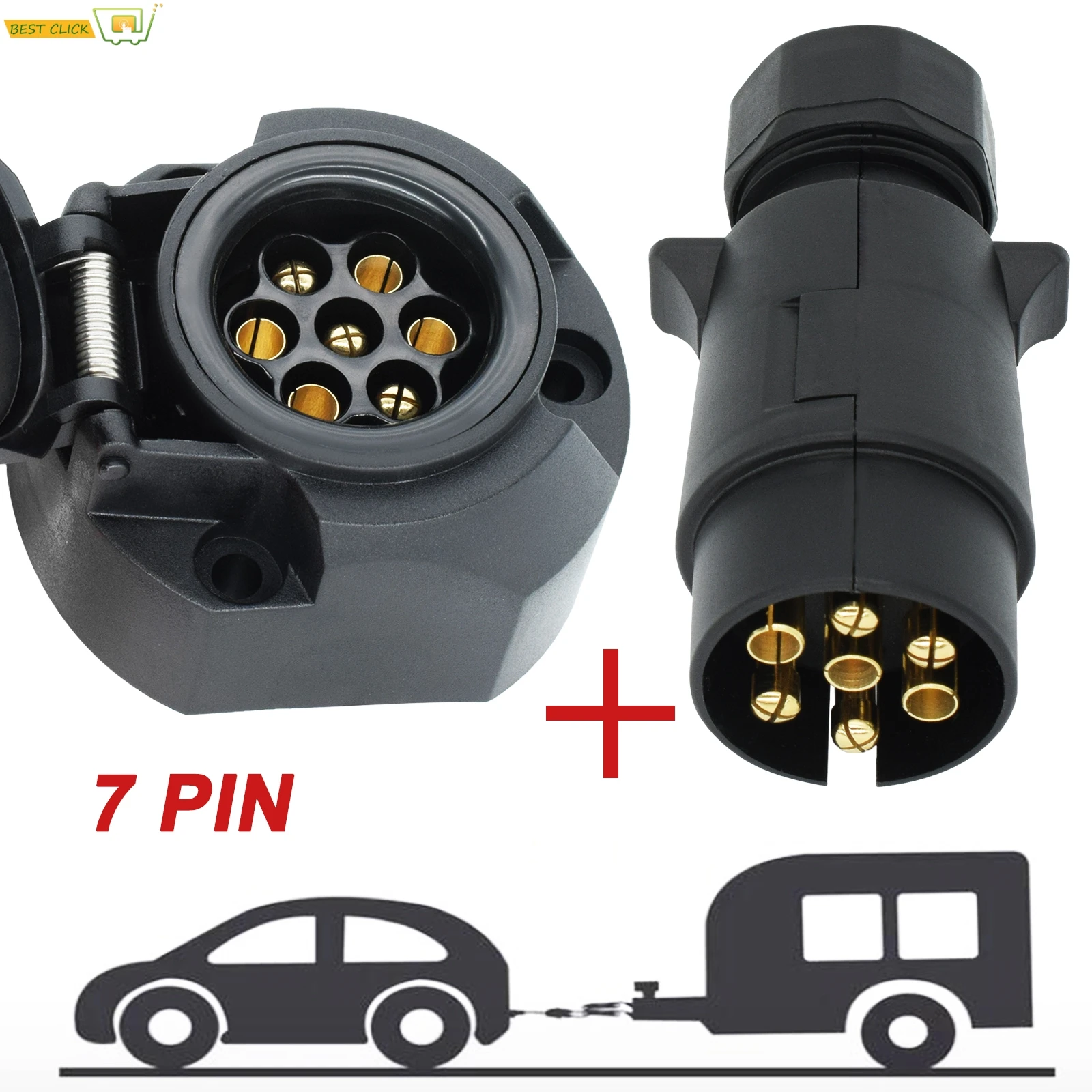 12V 7 пин Пластик Европейская розетка трейлера + вилка сцепное устройство