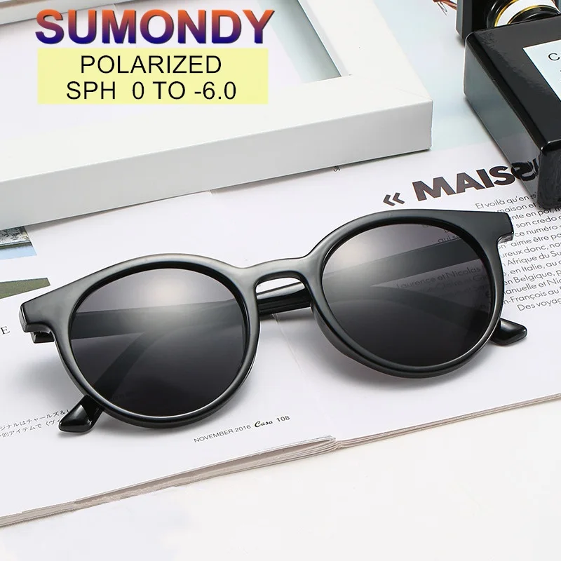 

Солнцезащитные очки унисекс SUMONDY, поляризационные очки с диоптриями SPH от-0,5 до-6,0, с круглой оправой, для близорукости, UF89