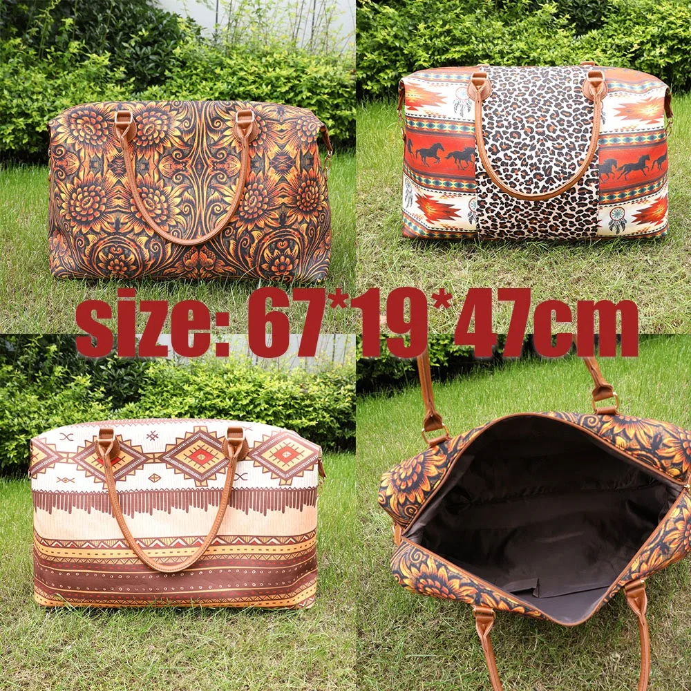 

Canvas Women Travel Duffle Tote Bag Shopping Weekender Bags Brand Design Female Storage Handbags Cow Leopard Print Weekend Bag