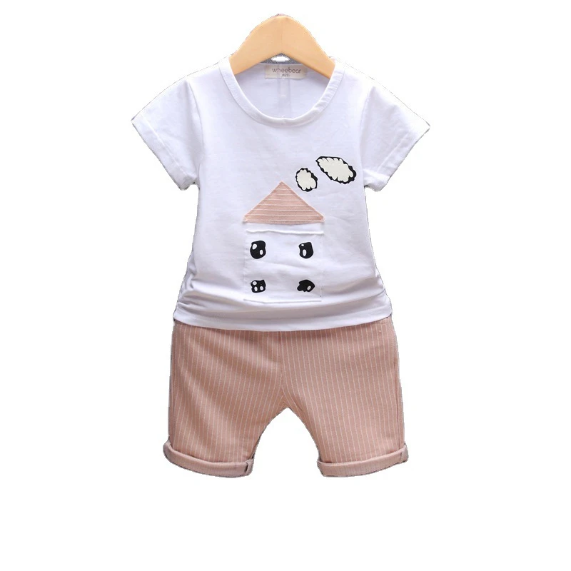 

Футболка хлопковая в полоску, с круглым вырезом, 2 шт./компл.