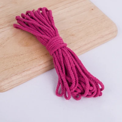 5 мм Diy аксессуары витой круглый хлопок шнур декоративная Веревка бежевый хлопок веревка ручной шнурок хлопок веревка 14 цветов - Цвет: rose red