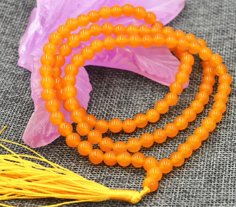 

HOT 6mm Tibetan Buddhism 108 Brazil Topaz gem stone Prayer Bead Mala Necklace AA