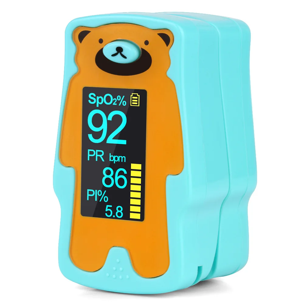 Пульсоксиметр Пальчиковый детский двухцветный OLED дисплей насыщение крови