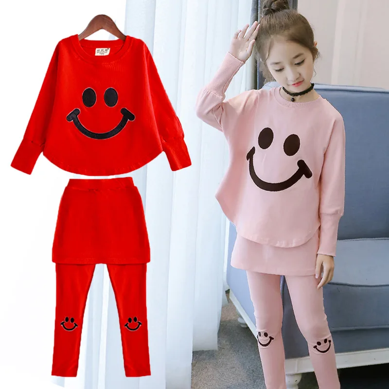 

Spring Autumn Baby Girls Children Clothing Sets Fashion Kids Long Sleeve Cartoon Pictures Tops+Pants Two Piece Outfit 3-12 Years