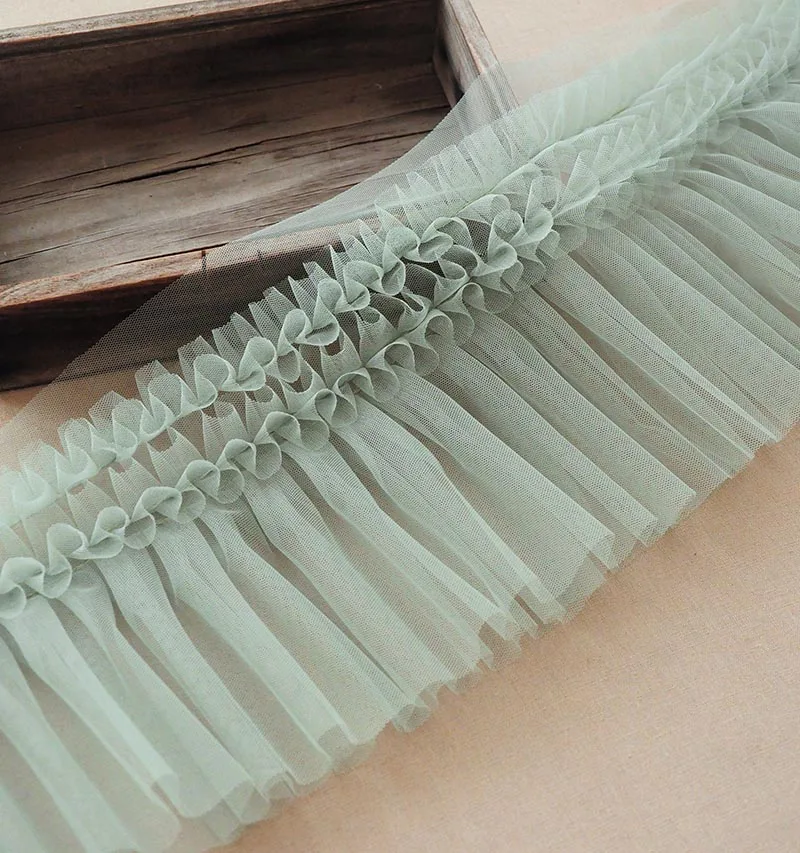 1 м/лот 8 цветов 24 см широкая цветная сетчатая марля плиссированная пушистая пряжа