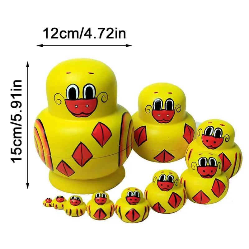 

10pcs/set Basswood Doll Linden Wood Painted Russian Matryoshka DIY Nesting Stackable Dolls Creative Kids Birthday Gift